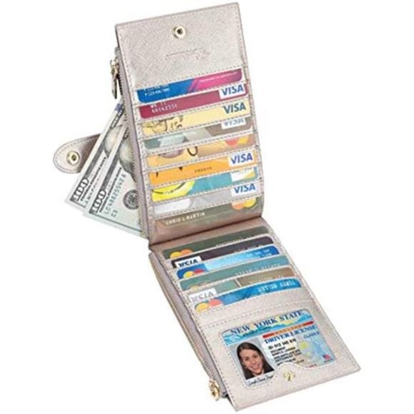 Womens Wallet RFID Blocking Bifold Multi Card Case Wallet with Zipper Pocket - Picture 5 of 5